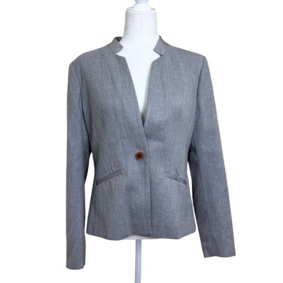 Ted Baker Womens Blazer Textured One-Button Tailored Jacket Gray US Size 10 NEW - Picture 1 of 7